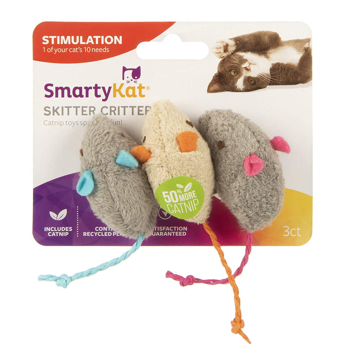 SmartyKat Skitter Critters Cat Toy Catnip Mice 3/pkg …
