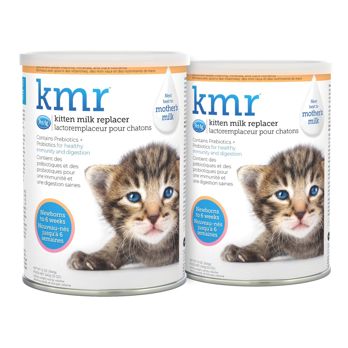 Pet-Ag KMR Kitten Milk Replacer Powder - 12 oz Pack of 2 - Powdered Kitten Formula with Prebiotics Probiotics & Vitamins for Kittens Newborn to Six Weeks Old - Easy to Digest